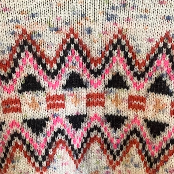 Loft Flecked Speckled Fair Isle Zig Zag Print Mock Neck Ski Sweater Pull Over XL - Picture 3 of 8